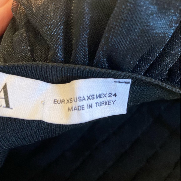 ZARA Black Tulle Ruffle Strapless Crop Top - Picture 5 of 9